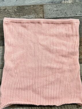 Ribbed Strapless sweater Tube Top in Blush Pink